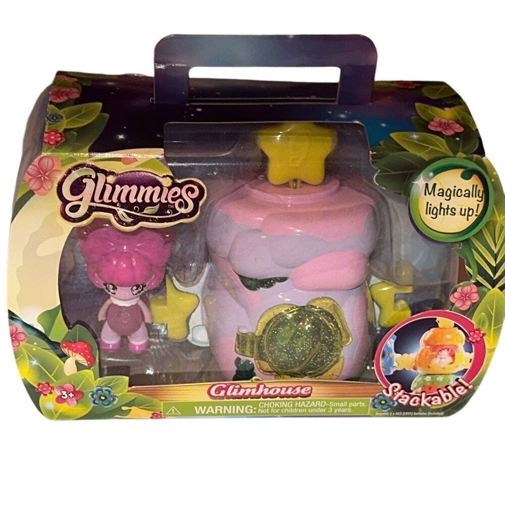 Glimmies Purple With Pink Glimmie Glimhouse Magically Lights Up Toy Kids Size 5"